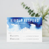 RSVP REPLY RESPONSE水色モダンスプラッシュブルー (スタンド正面)