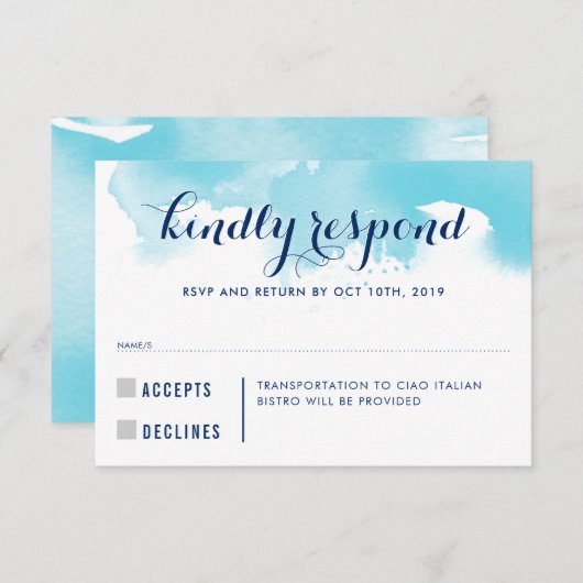 RSVP REPLY RESPONSE青い水色のキッズ情報 (正面/裏面)