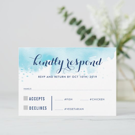 RSVP REPLY RESPONSE青い水色の大人の食事 (スタンド正面)