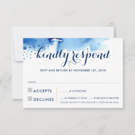 RSVP REPLY RESPONSE CLASSY navy blue water color
