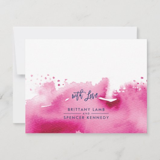 RSVP RESPONSE CARD stylish dark pink watercolor (裏面)