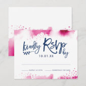 RSVP RESPONSE CARD stylish dark pink watercolor (正面/裏面)