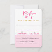 RSVP RETURNかわいいピンクかわいらしの白いハート金ゴールド (正面)