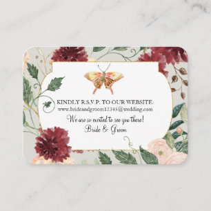 RSVP Watercolor結婚秋のフローラグレー 名刺