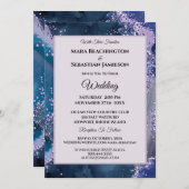 *～* RSVP WebサイトAGATE AR13 Lavender Stars 結婚's 招待状 (正面/裏面)