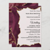 *～* RSVP WebサイトMaroon AGATE金ゴールドAR13結婚 招待状 (正面/裏面)