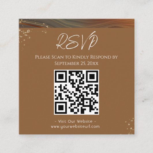 RSVP Website Brown Agate結婚's Square スクエア名刺 (正面)