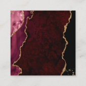 RSVP Website Burgundy Agate金ゴールドグリッター結婚ズ スクエア名刺 (裏面)