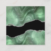 RSVP Website Sage Green Agate金ゴールドグリッター結婚ズ スクエア名刺 (裏面)