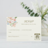 RSVP wedding card butter yellow garden floral (スタンド正面)