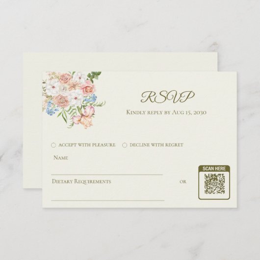 RSVP wedding card butter yellow garden floral (正面/裏面)