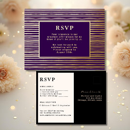 RSVP Wedding Response Card Modern Royal Purple 箔シーズンポストカード