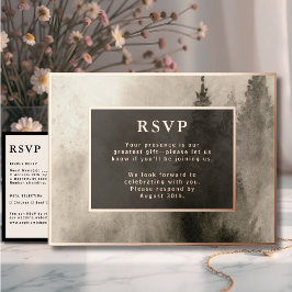 RSVP Wedding Response Card Rustic Watercolor 箔シーズンポストカード