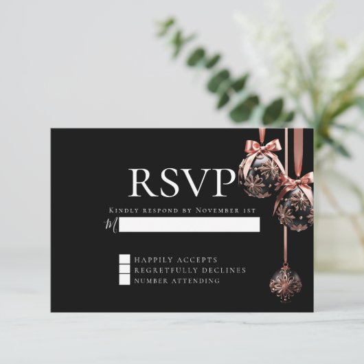 RSVP | Winter Pink and Onyx Bables 招待状 (スタンド正面)