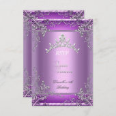 RSVPSweet sixteen16 16th Birthday Party Purple 出欠カード (正面/裏面)