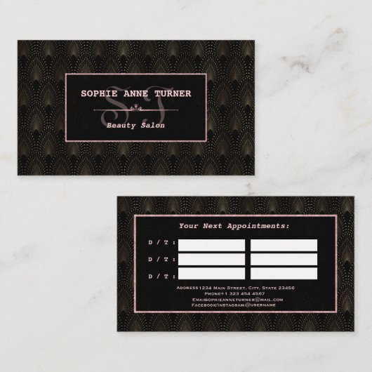 rtデコバラ金ゴールドモノグラムメイクアップアーティスト 予約カード (正面/裏面)