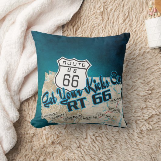 rt 66 get your kicks pillow 26blue クッション (ブランケット)