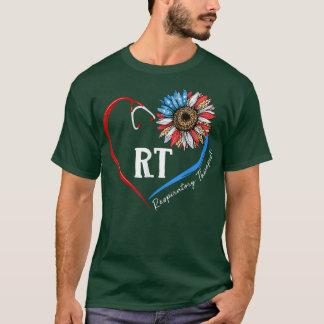 RT Respiratory Therapist Sunflower Stethoscope Hea Tシャツ