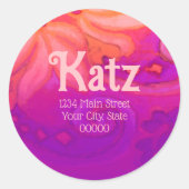 Rtrnアドレスパープルオレンジピンクフローラ水色 ラウンドシール (正面)