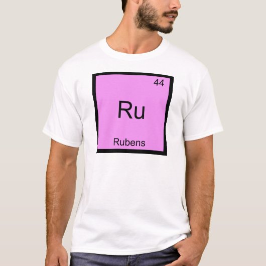Ru - Rubens化学素おもしろい子シンボルT型 Tシャツ (正面)