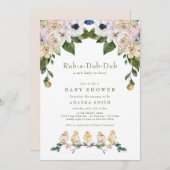 Rub-A-Dub-Dubイエローダックフローラベビーシャワー 招待状 (正面/裏面)