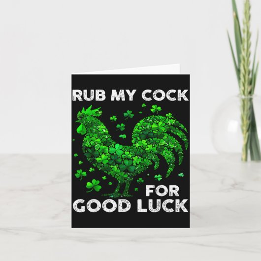 Rub My For Good Luck Funny St Patrick's Day Chicke カード (正面)
