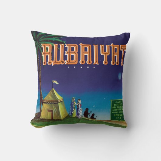 Rubaiyat Redlandsカリフォルニアのヴィンテージのラベルの芸術 クッション (正面)