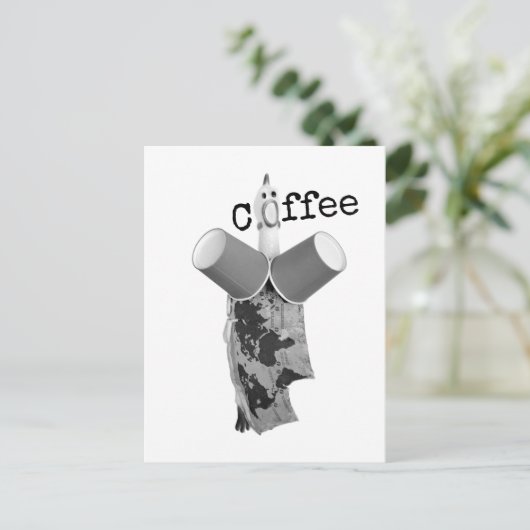 Rubber Chicken screaming Coffee Postcard ポストカード (スタンド正面)