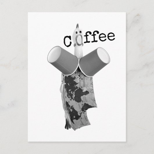 Rubber Chicken screaming Coffee Postcard ポストカード (正面)
