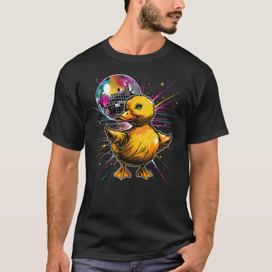 Rubber Duck Disco Dancing Disco Ball Music Rubber  Tシャツ (正面)