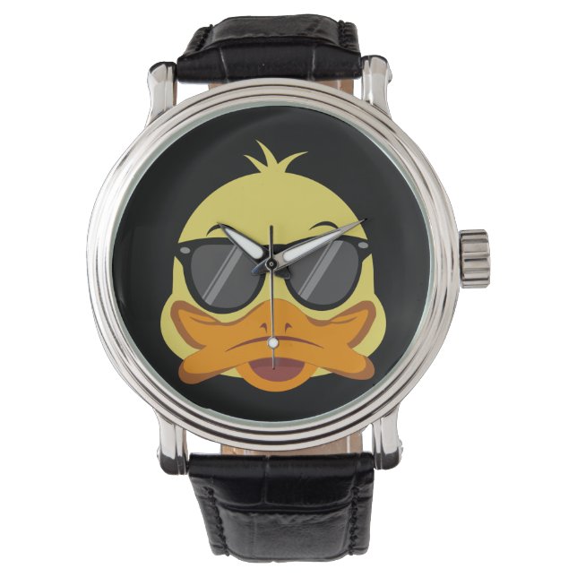Rubber Duck face Head yellow sunglasses 腕時計 (正面)
