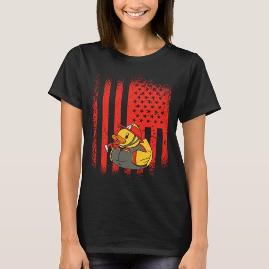 Rubber Duck Firefighter Kids Boys Girls US Ducky 4 Tシャツ (正面)