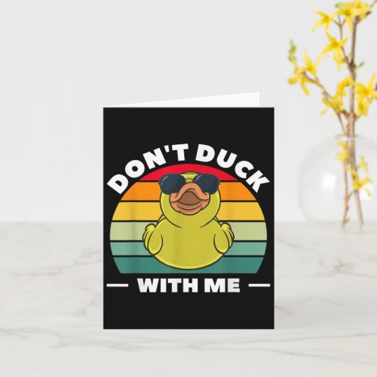 Rubber Duck Funny Men Don't Duck With Me  カード (黄色い花)