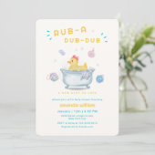 Rubber Duck Rub A Dub Dub Bathtub Baby Shower 招待状 (スタンド正面)