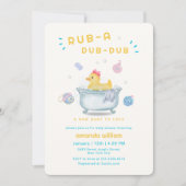 Rubber Duck Rub A Dub Dub Bathtub Baby Shower 招待状 (正面)