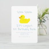 Rubber Duck Stripe First Birthday Party Invitation 招待状 (スタンド正面)