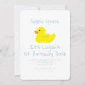 Rubber Duck Stripe First Birthday Party Invitation 招待状 (正面)