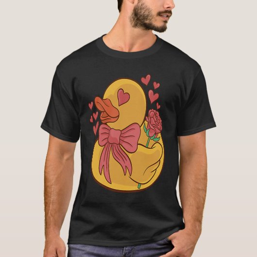 Rubber Duck Valentines Day Hearts and Flowers Rubb Tシャツ (正面)