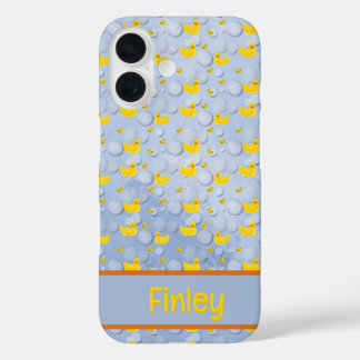 Rubber ducks and bubbles pattern iPhone 16ケース