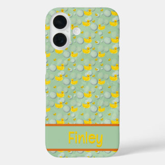 Rubber ducks and bubbles pattern iPhone 16ケース