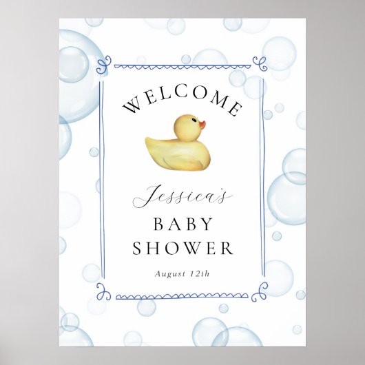 Rubber Ducky Baby Shower Welcome Sign ポスター (正面)
