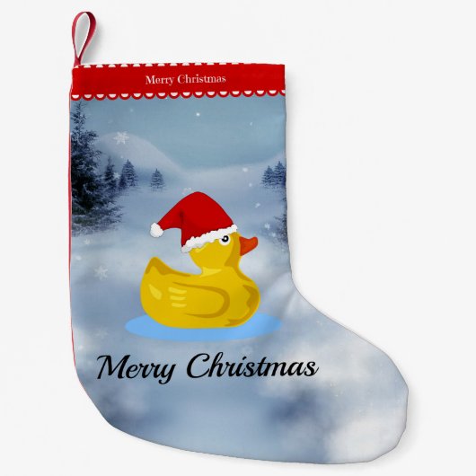 Rubber Ducky Christmas Greetings スモールクリスマスストッキング (正面)