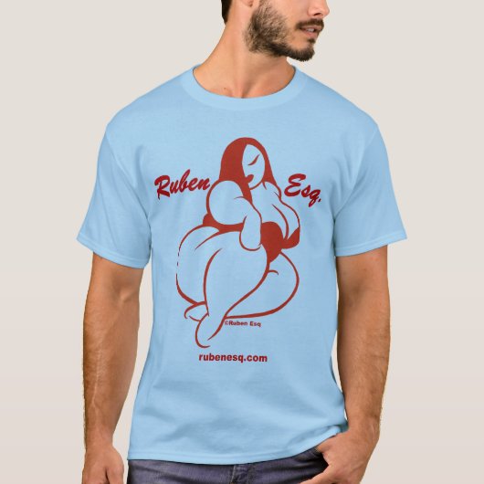 Ruben Esqのロゴ(赤い) Tシャツ (正面)