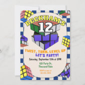 Rubik's Cube Birthday | Puzzle Cube Party 招待状 (正面)