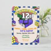 Rubik's Cube Birthday | Puzzle Cube Party 招待状 (スタンド正面)