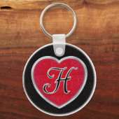 RubyおよびOnyxハートモノグラムのKeychain キーホルダー (正面)