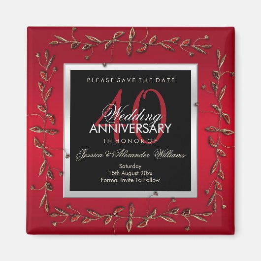 Rubyのエレガント宝石で日付を保存 マグネット (正面)