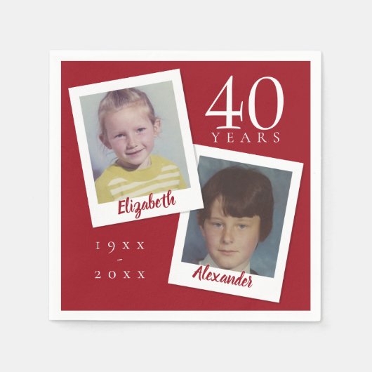 Rubyの創立40周年結婚の子どもの写真 スタンダードカクテルナプキン (正面)