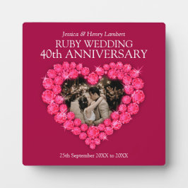 Rubyの創立40周年結婚ハート写真 フォトプラーク