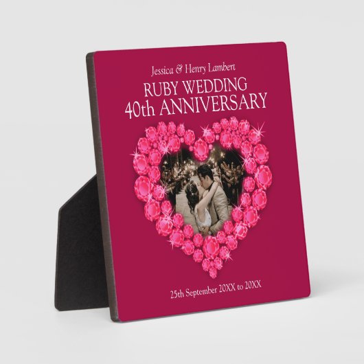 Rubyの創立40周年結婚ハート写真 フォトプラーク (正面)